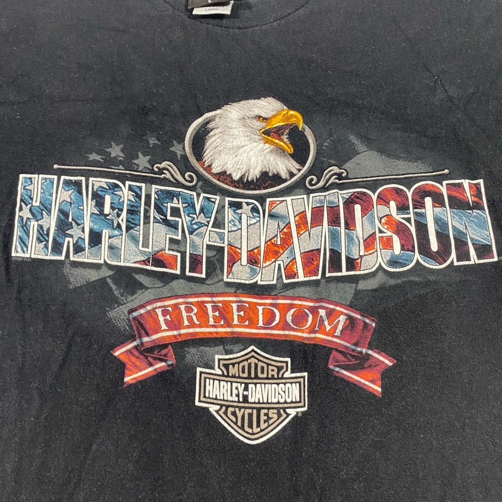 Harley Davidson Freedom Shirt short Sleeve Unisex large Black Red White & Blue